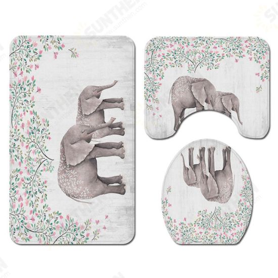 3pcs Anti-slip Bath Rug Elephant Mat Bathroom Mat Set Bathroom