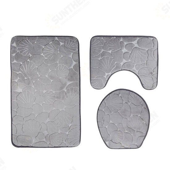 3pcs Embossing Bath Mat for Bathroom Memory Foam Bathroom Carpet Mat Toilet Mat Bathroom Floor Rug