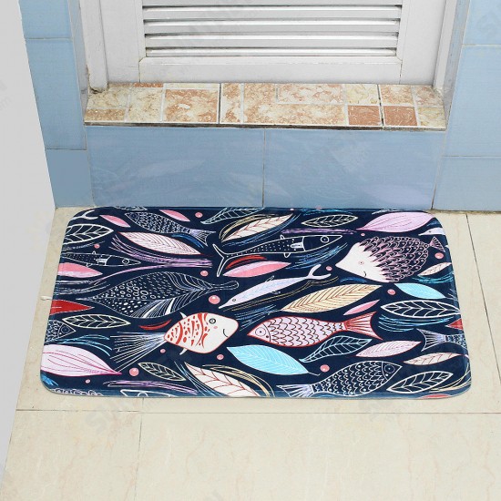 45*75cm Bathroom Shower Bath Mat Non Slip Back Carpet Mat Toilet Rug Leaves Design