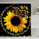 4PCS Sunflower Printing Waterproof Shwoer Curtain Set Anti-slip Dustproof Bath Toilet Seat Cover Lid Floor Mat Set