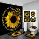 4PCS Sunflower Printing Waterproof Shwoer Curtain Set Anti-slip Dustproof Bath Toilet Seat Cover Lid Floor Mat Set