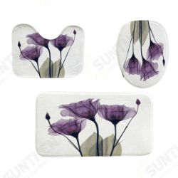4Pcs Waterproof Home Bathroom Bath Mat Set Anti Slip Rugs Toilet Lid Cover Shower Curtain 4Pcs Waterproof Home Bathroom Bath Mat Set Anti Slip Rugs Toilet Lid Cover Shower Curtain