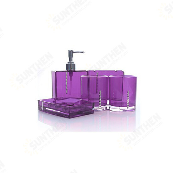 5Pcs Bathroom Accessories Set Cup Toothbrush Holder Soap Dish Dispenser Bottle Washroom Accessories