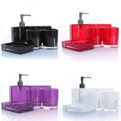 5Pcs Bathroom Accessories Set Cup Toothbrush Holder Soap Dish Dispenser Bottle Washroom Accessories