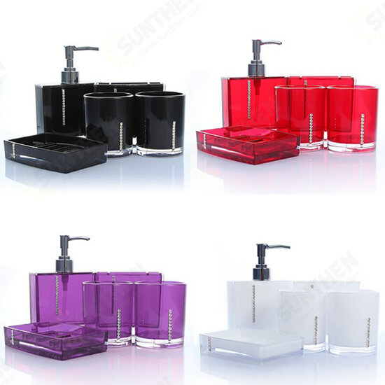 5Pcs Bathroom Accessories Set Cup Toothbrush Holder Soap Dish Dispenser Bottle Washroom Accessories