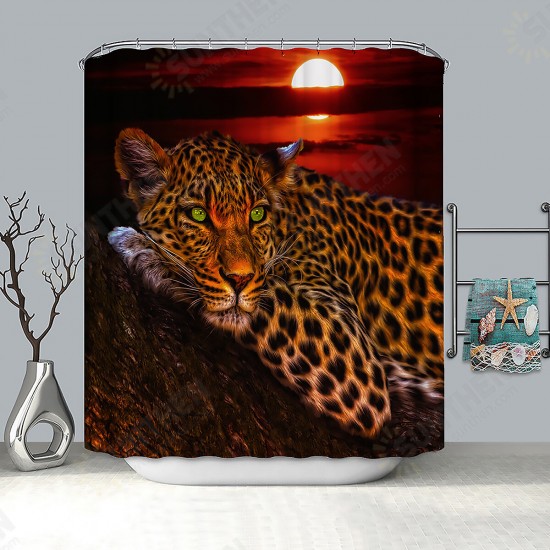 70inch x 70inch African Leopard Shower Curtain Wildlife Animal Sunset Cheetah Polyester Shower Curtains Waterproof Home Decor Red Black