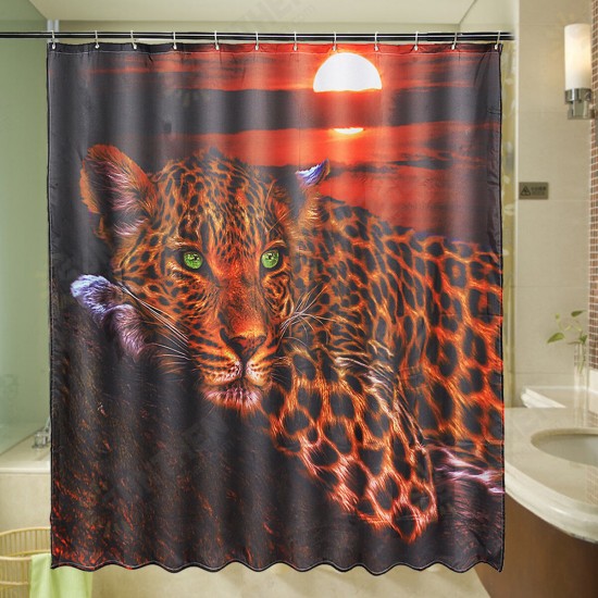 70inch x 70inch African Leopard Shower Curtain Wildlife Animal Sunset Cheetah Polyester Shower Curtains Waterproof Home Decor Red Black