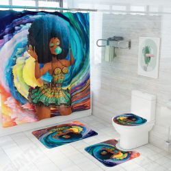 African American Black Women Waterproof Shower Curtain Set with Rugs Non-Slip Bathroom Mat Toilet Rug Bath Mat Set African American Black Women Waterproof Shower Curtain Set with Rugs Non-Slip Bathroom Mat Toilet Rug Bath Mat Set