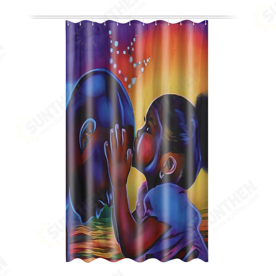 African Girl Bathroom Shower Curtain Pedestal Rug Lid Toilet Cover Bath Mat Set Decor