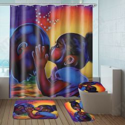 African Girl Bathroom Shower Curtain Pedestal Rug Lid Toilet Cover Bath Mat Set Decor African Girl Bathroom Shower Curtain Pedestal Rug Lid Toilet Cover Bath Mat Set Decor