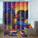 African Girl Bathroom Shower Curtain Pedestal Rug Lid Toilet Cover Bath Mat Set Decor