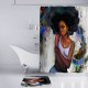 African Girl Shower Curtain Fabric Bathroom Curtains Set Non-slip Bath Mat Toilet Pad Carpet for Bathroom Decor