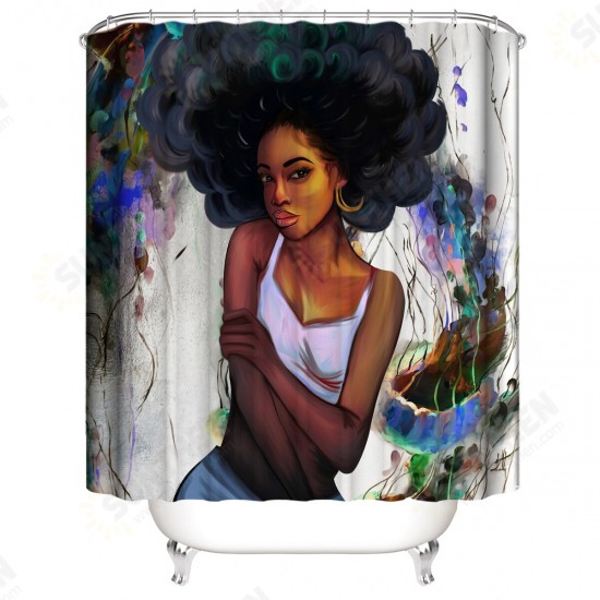 African Girl Shower Curtain Fabric Bathroom Curtains Set Non-slip Bath Mat Toilet Pad Carpet for Bathroom Decor