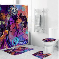 Bathroom Shower Curtain Bath Mat Toilet Cover Rug Decor Set Non Slip Waterproof Bathroom Shower Curtain Bath Mat Toilet Cover Rug Decor Set Non Slip Waterproof