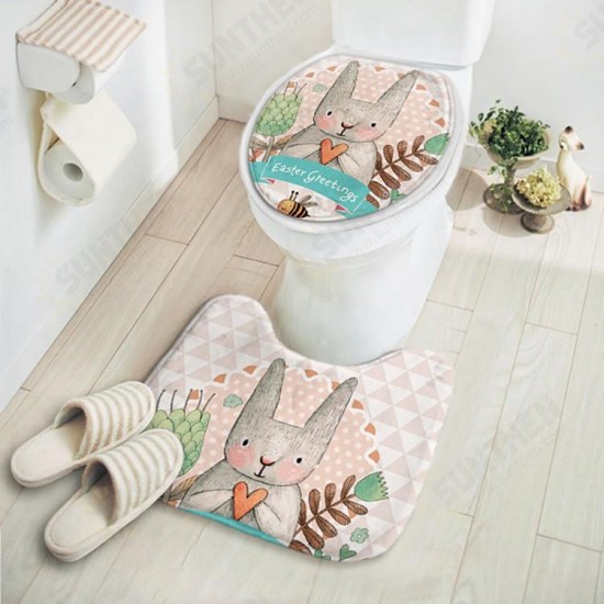 Carpet Absorbent Non-Slip Pedestal Rug Lid Bathroom Toilet Cover Bath Mat New Cut Cartoon Rabbit