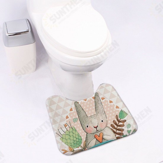 Carpet Absorbent Non-Slip Pedestal Rug Lid Bathroom Toilet Cover Bath Mat New Cut Cartoon Rabbit