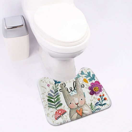 Carpet Absorbent Non-Slip Pedestal Rug Lid Bathroom Toilet Cover Bath Mat New Cut Cartoon Rabbit