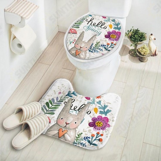 Carpet Absorbent Non-Slip Pedestal Rug Lid Bathroom Toilet Cover Bath Mat New Cut Cartoon Rabbit