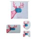 Cartoon Deer Printed Waterproof Shower Curtain Set Non-slip Bath Mat Toilet Floor Mat Set