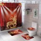 Christmas Elk Waterproof Shower Curtain Set Anti-slip Non-toxic Toilet Rug Mat Toilet Lid Cover Set