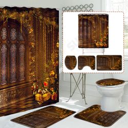 Christmas Shower Curtain Waterproof Polyester Fabric Bath Curtain Non-toxic Odorless Bath Mat Set Christmas Shower Curtain Waterproof Polyester Fabric Bath Curtain Non-toxic Odorless Bath Mat Set