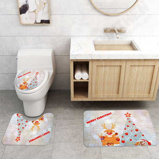 Christmas Tree Xmas Bathroom Shower Curtain Toilet Cover Rug Floor Bath Mat Christmas Tree Xmas Bathroom Shower Curtain Toilet Cover Rug Floor Bath Mat
