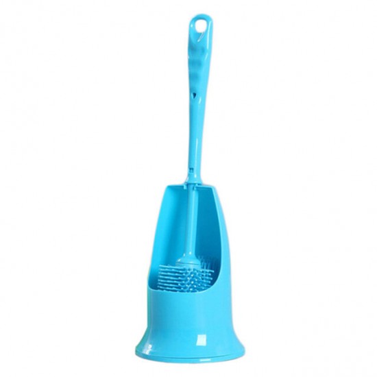 Cylinder Handle Toilet Brush & Base Plastic Cleaning Brush Long Double-sided Portable Bathroom Acces
