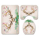 Elk Flower Printing Shower Curtain Floor Mat Four-Piece Combination Bathroom Mat Set