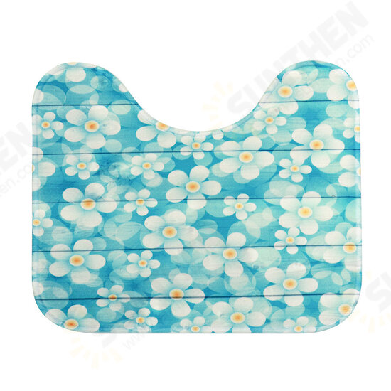 Freehand Small Flower Shower Curtain Set Wear-resistant Toilet Seat Cushion Toilet Lid Cover Bath Mat Set