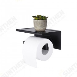 Toilet Paper Holder with Shelf Wall-Mounted Toilet Paper Holder Set No-Drill Adhesive Toilet Paper Holder with Shelf Wall-Mounted Toilet Paper Holder Set No-Drill Adhesive
