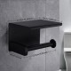 Toilet Paper Holder with Shelf Wall-Mounted Toilet Paper Holder Set No-Drill Adhesive