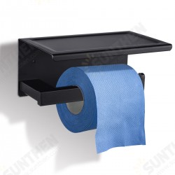 Toilet Paper Holder with Shelf Wall-Mounted Toilet Paper Holder Set No-Drill Adhesive Toilet Paper Holder with Shelf Wall-Mounted Toilet Paper Holder Set No-Drill Adhesive