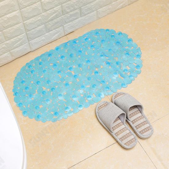 BX-129 68x38cm PVC Pebbles Transparent Non-slip Bathroom Mat Kitchen Bath Suction Cups Non-to