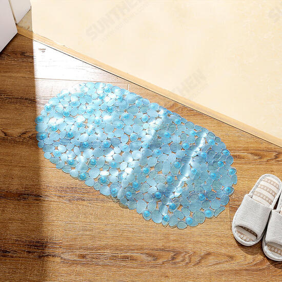 BX-129 68x38cm PVC Pebbles Transparent Non-slip Bathroom Mat Kitchen Bath Suction Cups Non-to