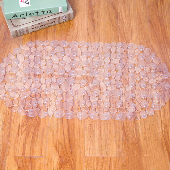 BX-129 68x38cm PVC Pebbles Transparent Non-slip Bathroom Mat Kitchen Bath Suction Cups Non-to