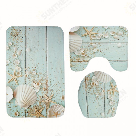 BX 3 Pcs Creative Wood Pattern Non Slip Carpet Bathroom Bath Mat Toilet Cover Lid Toilet Mat