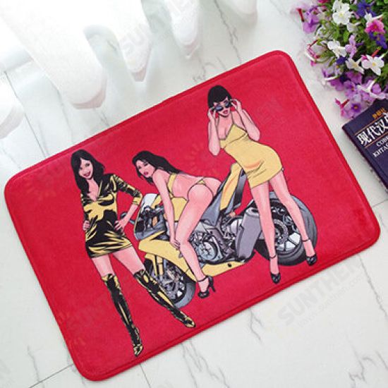 Modern Printing Club Style Women Bathroom Rug Polyester Carpet Toilet Cover Bath Mat