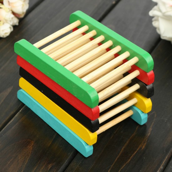 Portable Shower Soap Wood Dish Tray Container Bathroom Soaps Storage Box Stand Rack Hollow Wooden Soap Holder