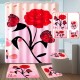 Rose Flower Waterproof Shower Curtain Non-Slip Rug Toilet Cover Bath Mat Decor