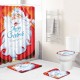 Santa Claus Christmas Shower Curtain Waterproof Polyester Fabric Bath Curtain Set