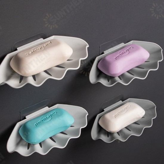 Shell Shaped Soap Box Dish Double Layer Drain Essential Oil Soap Boxes Punch-free Bathroom Shelf Toilet Storage Racks Organizer