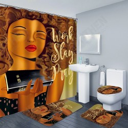 Shower Curtain Bathing Bath Mat Lid Toilet Cover Rugs Set Decor Shower Curtain Bathing Bath Mat Lid Toilet Cover Rugs Set Decor