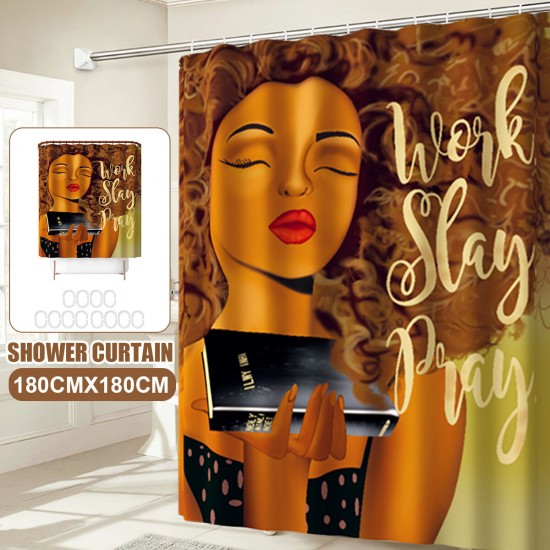 Shower Curtain Bathing Bath Mat Lid Toilet Cover Rugs Set Decor