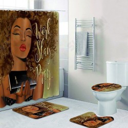 Shower Curtain Bathing Bath Mat Lid Toilet Cover Rugs Set Decor Shower Curtain Bathing Bath Mat Lid Toilet Cover Rugs Set Decor