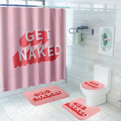 Shower Curtain Set Bathroom Non-Slip Toilet Mat Cover Rug Pink Shower Curtain Set Bathroom Non-Slip Toilet Mat Cover Rug Pink