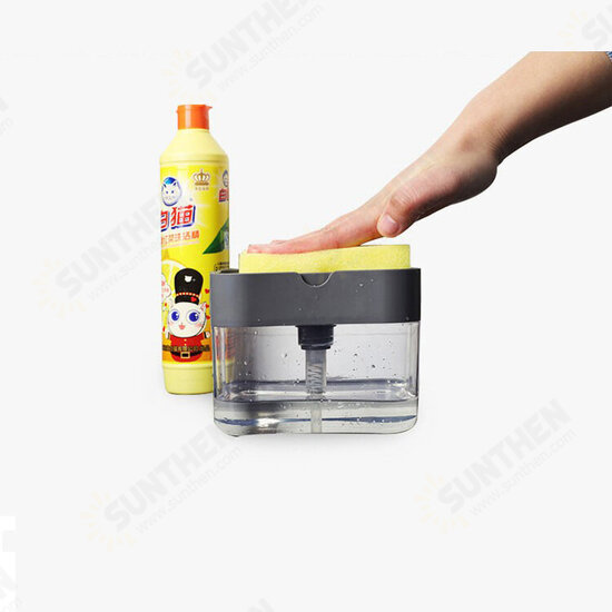 Soap Pump Dispenser with Sponge Holder Manual Press Soap Organizer Cleaning Liquid Dispenser Container Kitchen Cleaner Tool