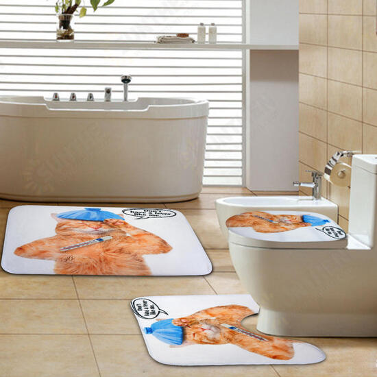 Toilet Seat Covers Bathroom Non-Slip Thermometer Fat Cat Pedestal Rugs Lid Toilet Covers Bath Mats