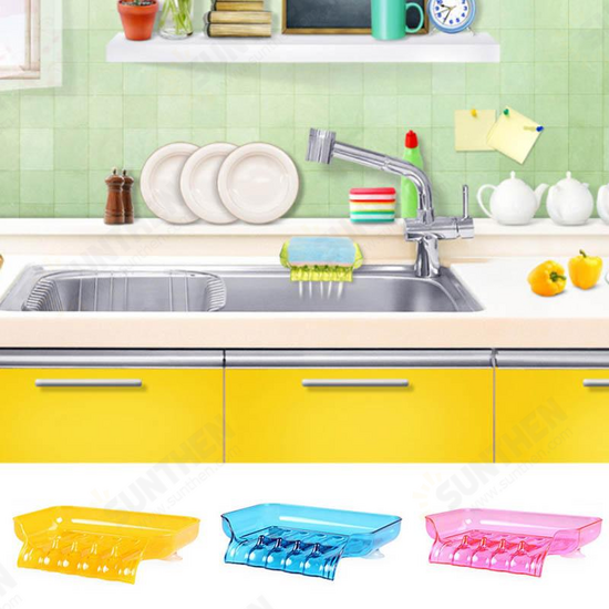 Waterfall Shape Colorful Shower Soap Dish Bathroom Accessories Tray Drain Holder Soap Case Candy Color Soap Box