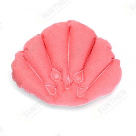 BX Home Spa Inflatable Pillow Cups Shell Shaped Neck Bathtub Cushion Random Color Acc