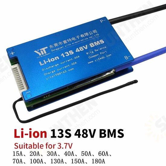 13S 48V Lithium Battery 3.7V Power Protection Board 15A -180A with Temperature Protection Equalization Function Overcurrent Protection BMS Battery Protection Board